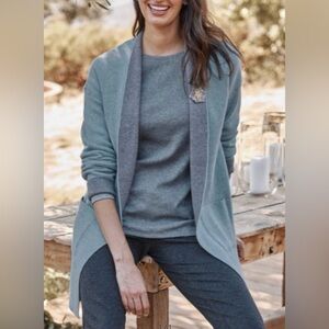 J. Jill | Women’s Navy Blue/Grey Heather Reversible Open Front Topper Cardigan L